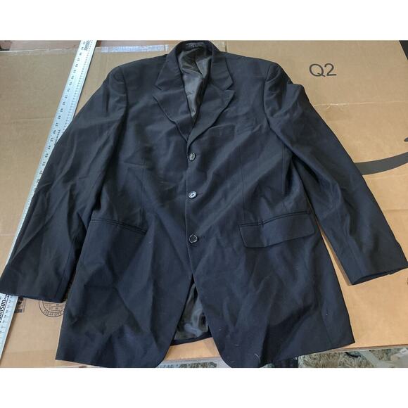 Jones New York Black Wool Blend Stripe Blazer 42L Jacket Coat, 2 Button‎ Blazer - Picture 1 of 16